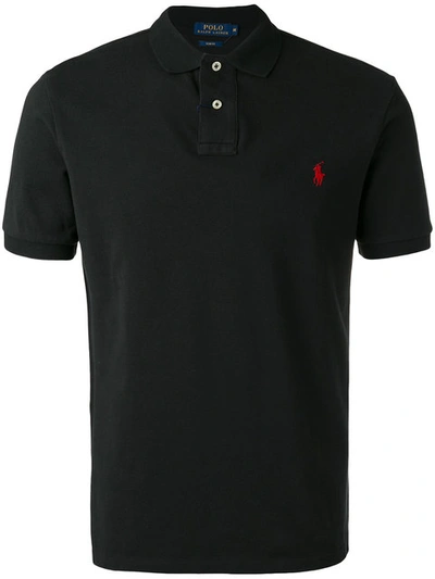 Shop Polo Ralph Lauren Poloshirt Mit Logo-stickerei In Black