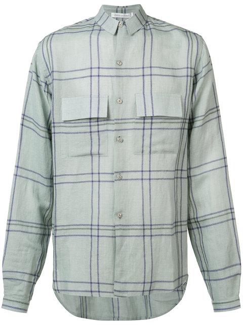 Denis Colomb Check Button Up Shirt In Blue Modesens
