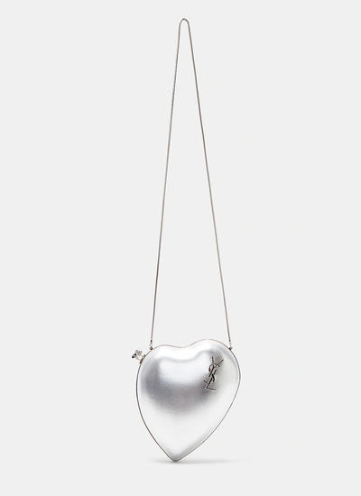 Saint Laurent Women's Metallic Love Box Bag In Silver In Gray