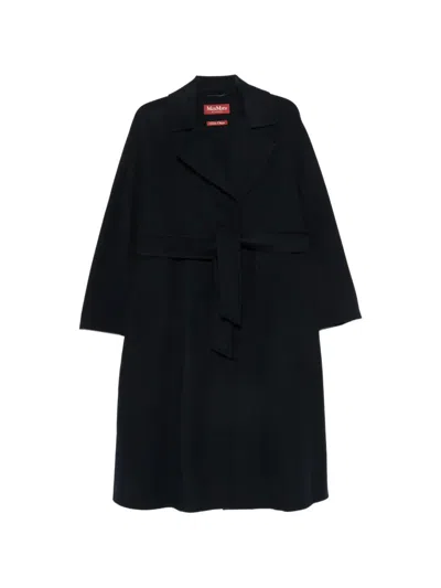 Max Mara Studio Double-drape Wool Cashmere Silk Jacket With Belt In Black