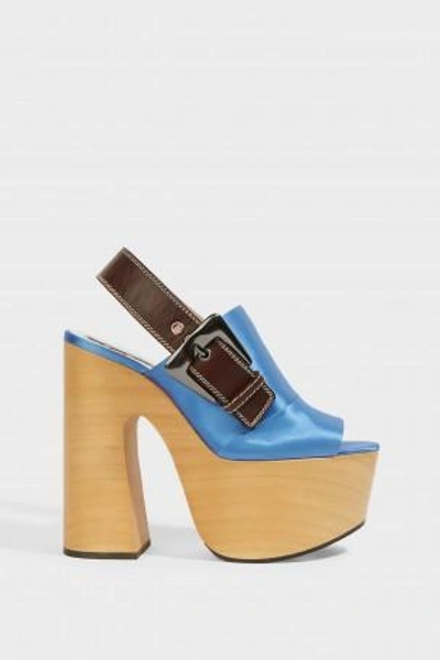Rochas Slingback Platform Sandals In Pastel Blue