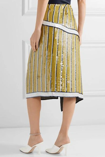Shop Monse Sequined Silk-chiffon Wrap Skirt