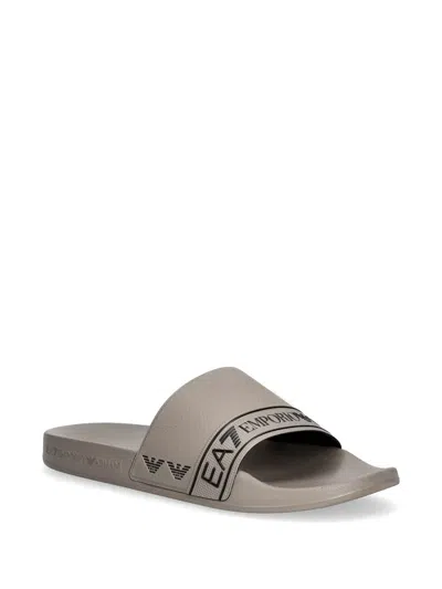 Ea7 Logo-print Slides In Gray