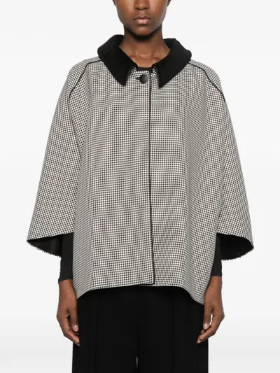 Styland Houndstooth-pattern Coat In Black