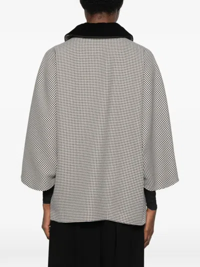 Styland Houndstooth-pattern Coat In Black