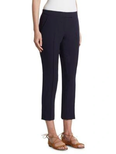 Shop Akris Punto Wool Cropped Trousers In Navy