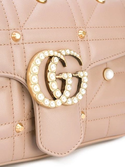 Shop Gucci Embellished Gg Marmont Matelassé Shoulder Bag