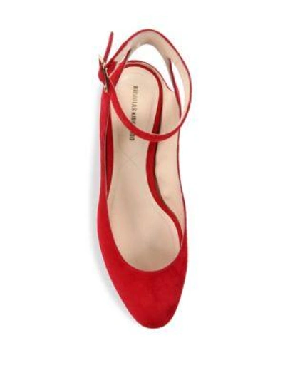 Shop Nicholas Kirkwood Lola Pearl Suede Ankle Strap Ballet Flats In Lipstick Red