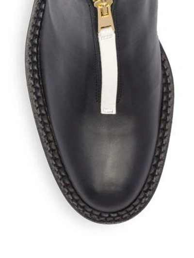 Shop Marni Hinge Leather Flat Booties In Black Limestone