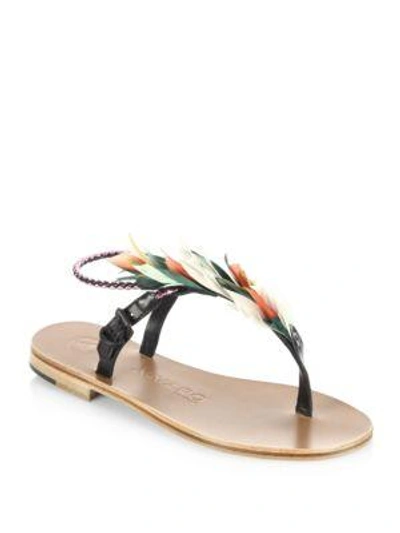 Shop Álvaro González Asymmetric Feather Sandals In Multi