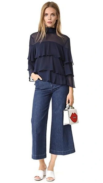 Shop Endless Rose High Neck Top In Navy