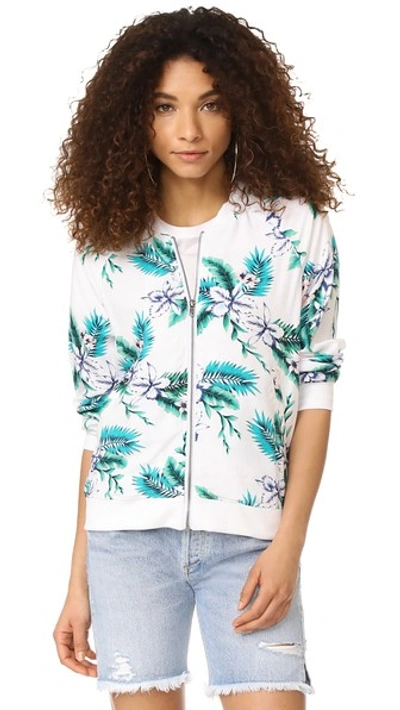 Cupcakes And Cashmere Anjelica Palm Print Bomber Jacket In White