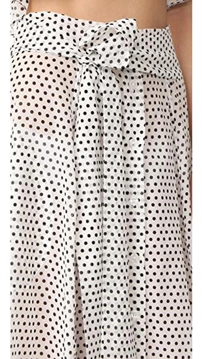 Shop Lisa Marie Fernandez Beach Skirt In White/black Polka Dot