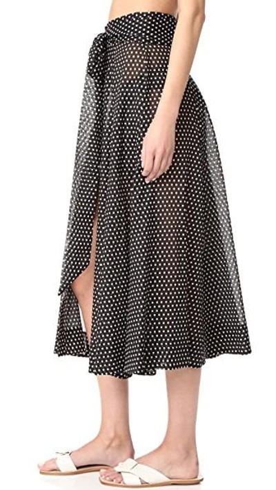 Shop Lisa Marie Fernandez Beach Skirt In Black/white Polka Dots