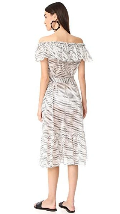 Shop Lisa Marie Fernandez Mira Button Down Sheer Dress In White/black Polka Dot