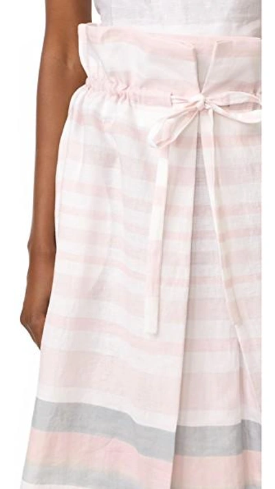 Shop Mara Hoffman Paper Bag Midi Skirt In Pastel Stripe