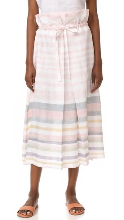 Mara Hoffman Paper Bag Midi Skirt In Pastel Stripe