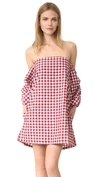 Mlm Label Pillar Shoulder Mini Dress In Red Chili Check