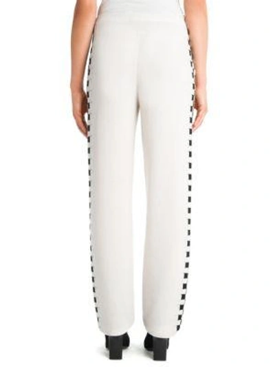 Shop Stella Mccartney Checked Wool Sweatpants In Ivory Black