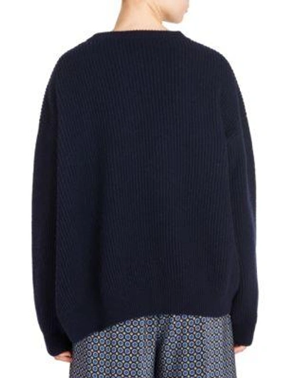 Shop Stella Mccartney Cashmere & Wool Fringe Sweater In Ink
