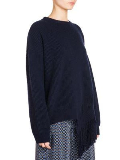 Shop Stella Mccartney Cashmere & Wool Fringe Sweater In Ink