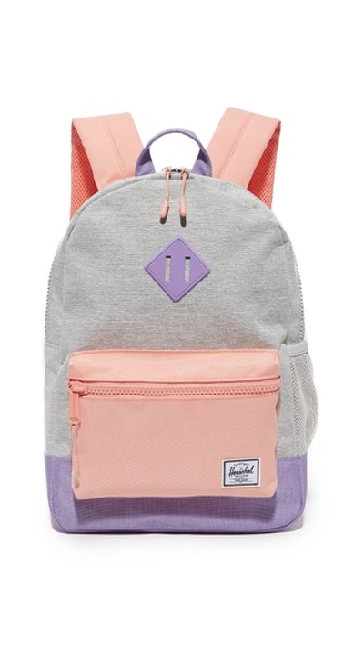 Herschel Supply Co Heritage Youth Backpack In Light Grey/mauve/apricot Blush