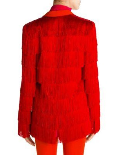 Shop Stella Mccartney Tia Fringe Jacket In Gypsy Red