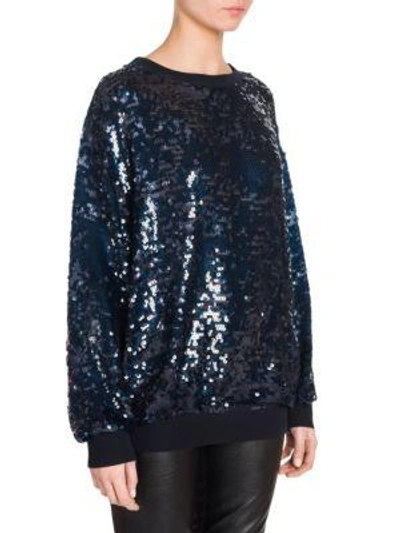 Shop Stella Mccartney Silk Sequin Sweatshirt In Black-ink