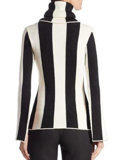 Shop Monse Striped Turtleneck Sweater In White Black