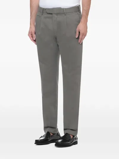 Devore Pleated Turn-up Trousers In Grey