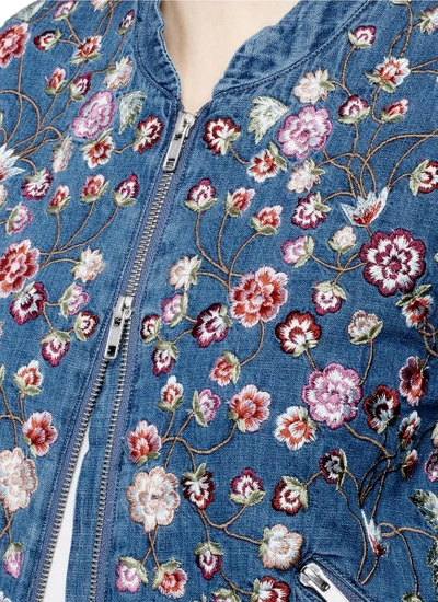 Shop Needle & Thread 'wild Flower Embroidered Denim Bomber Jacket