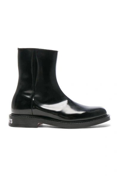 Shop Vetements X Church's Logo Leather Ankle Boots In Black