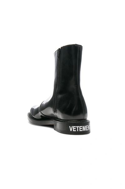 Shop Vetements X Church's Logo Leather Ankle Boots In Black