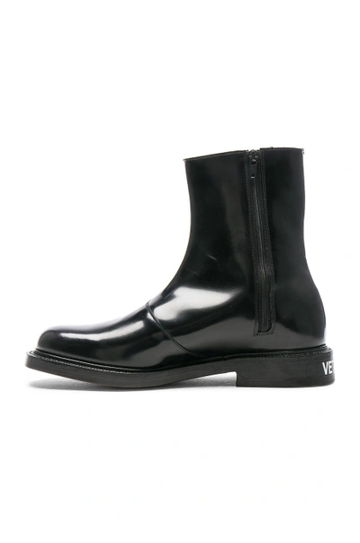 Shop Vetements X Church's Logo Leather Ankle Boots In Black