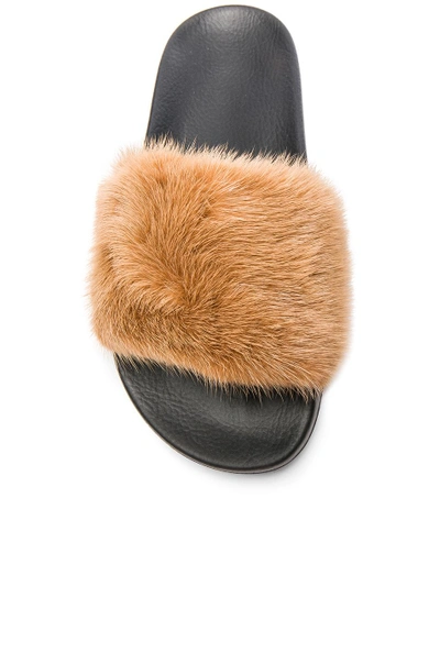 Shop Givenchy Mink Fur Slides In Neutrals