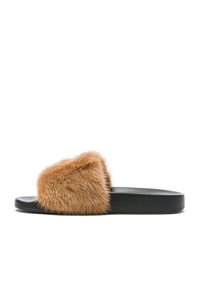 Shop Givenchy Mink Fur Slides In Neutrals