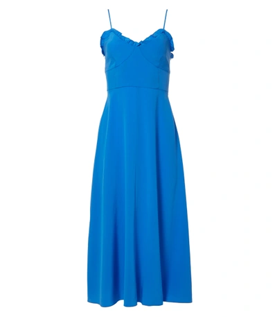 Tibi Acadia Blue Silk Ruffle Dress