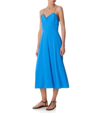 Shop Tibi Acadia Blue Silk Ruffle Dress