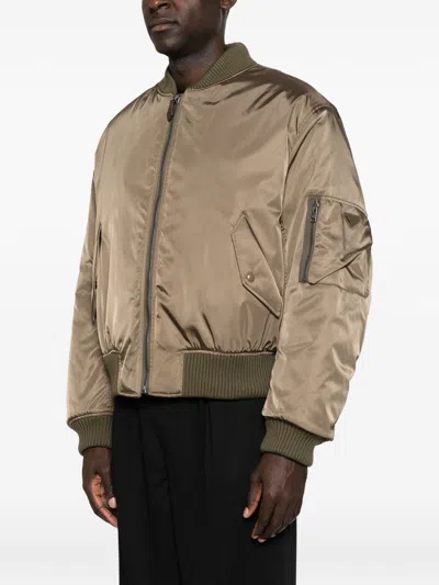 Prada Recycled Nylon Bomber Jacket In Neutral