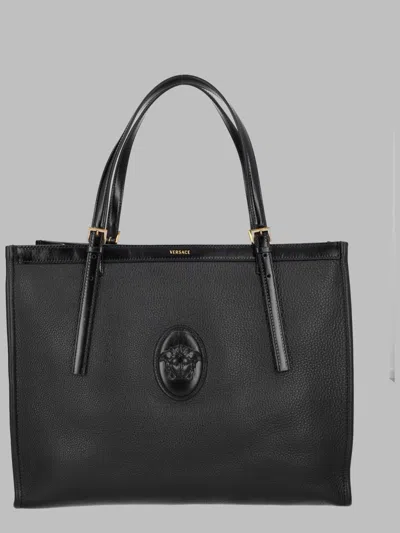 Versace Medusa-plaque Leather Tote Bag In Black