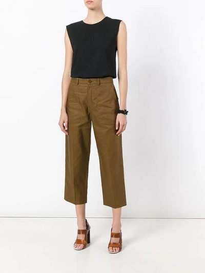 Shop Chloé Cropped Trousers - Brown