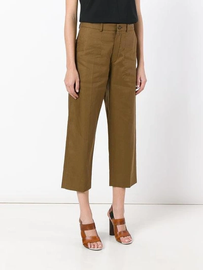 Shop Chloé Cropped Trousers - Brown