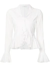 TOME TOME FRILL-TRIM KNITTED TOP - WHITE,TS17308211831939