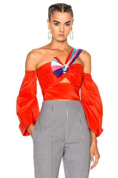 Shop Peter Pilotto Paneled Taffeta Top In Red,stripes