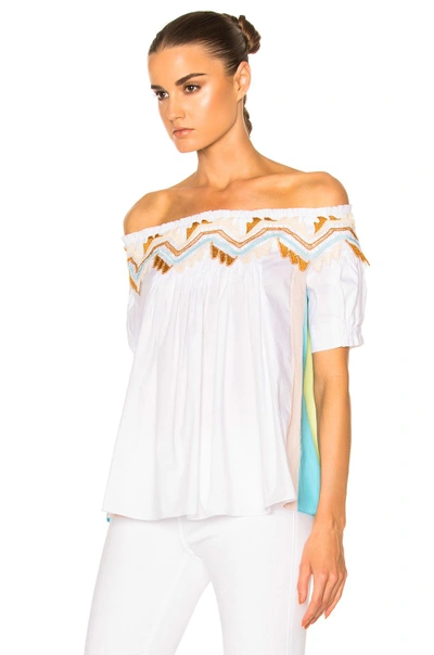 Shop Peter Pilotto Paneled Cotton Top In White,stripes