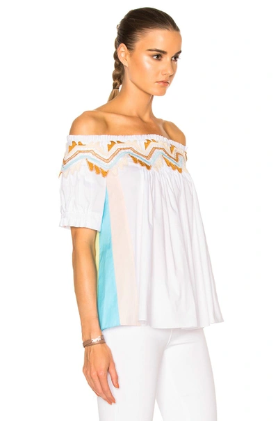 Shop Peter Pilotto Paneled Cotton Top In White,stripes