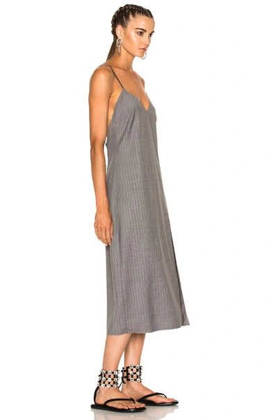 Shop Baja East Pinstripe Dress In Gray,stripes