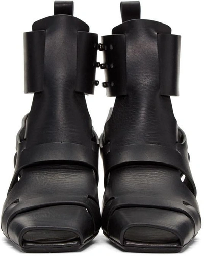 Shop Rick Owens Black Lazarus Gladiator Sandals