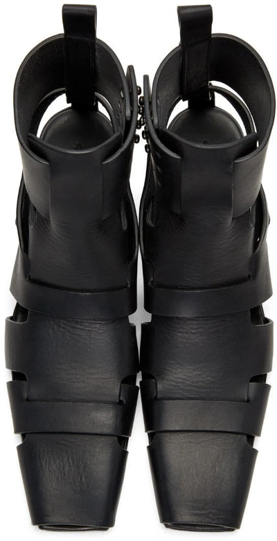 Shop Rick Owens Black Lazarus Gladiator Sandals