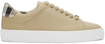 Shop Burberry Taupe Westford Check Sneakers